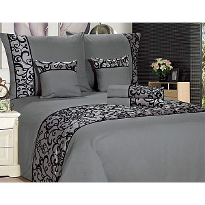 Šestidílné povlečení na klasická 2 lůžka 140x200+70x90 Ornament šedý