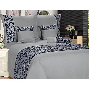 Šestidílné povlečení na klasická 2 lůžka 140x200+70x90 Ornament světle šedý