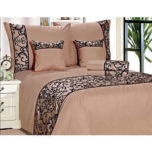 Šestidílné povlečení na klasická 2 lůžka 140x200+70x90 Ornament hnědý
