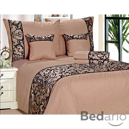 Šestidílné povlečení na klasická 2 lůžka 140x200+70x90 Ornament hnědý