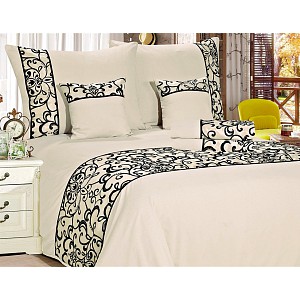 Šestidílné povlečení na klasická 2 lůžka 140x200+70x90 Ornament krémový