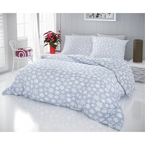 Vánoční povlečení 140x200+70x90 VLOČKY na šedém