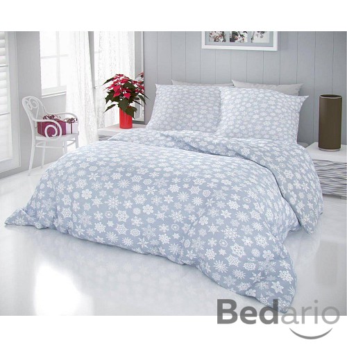 Vánoční povlečení 140x200+70x90 VLOČKY na šedém