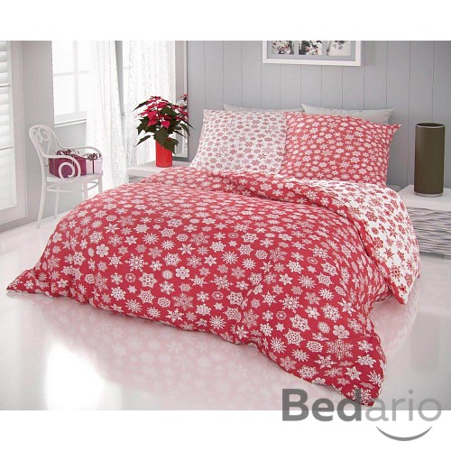 Vánoční povlečení 140x200+70x90 VLOČKY červenobílé