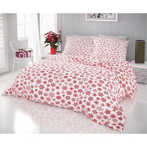 Vánoční povlečení 220x200+2x70x90 VLOČKY na bílém