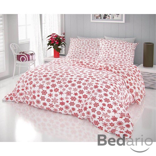 Vánoční povlečení 220x200+2x70x90 VLOČKY na bílém