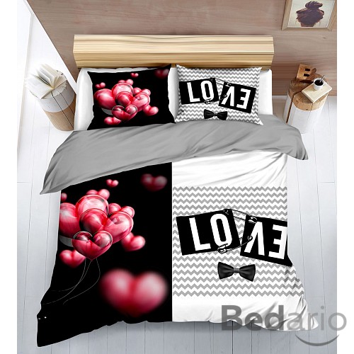 Sedmidílná sada bavlněného povlečení 140x200+70x90 Heart Lovers