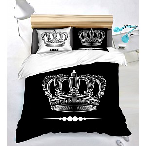 Sedmidílná sada bavlněného povlečení 140x200+70x90 Black and White Queen