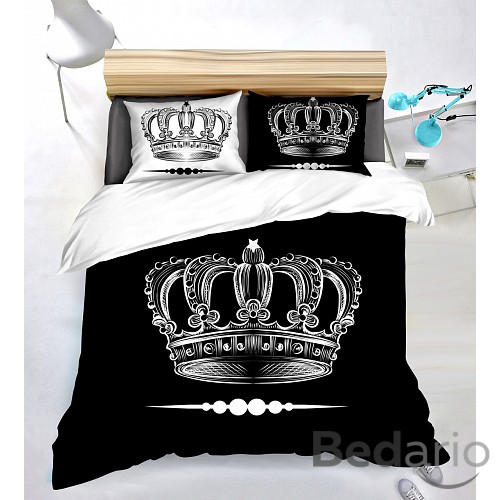 Sedmidílná sada bavlněného povlečení 140x200+70x90 Black and White Queen