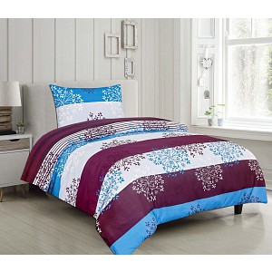 Microtop povlečení Comfort 140x200+70x90 Pruhy s květy