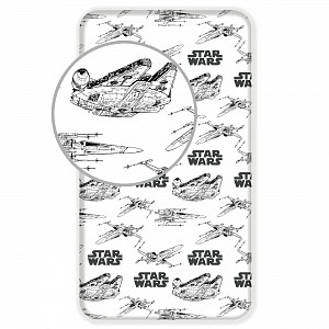 Bavlněné prostěradlo 90x200 Star Wars 9 Space Ships