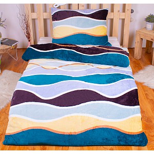 Mikroplyšové povlečení Premium 140x200+70x90 Barevné vlny