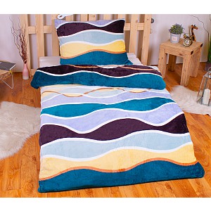 Mikroplyšové povlečení Premium 140x200+70x90 Barevné vlny