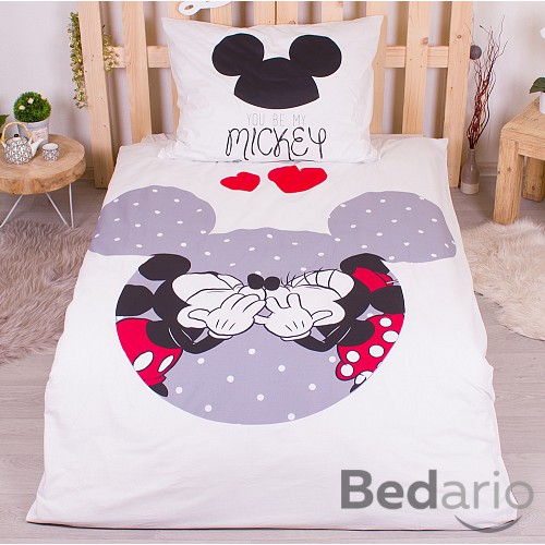 Bavlněné povlečení 140x200+70x90 Mickey & Minnie Grey Love