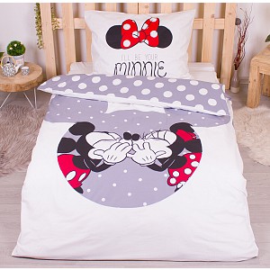 Bavlněné povlečení 140x200+70x90 Mickey & Minnie Grey Love