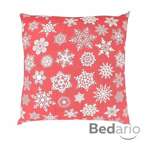 Vánoční povlak VLOČKY na červeném 40x40