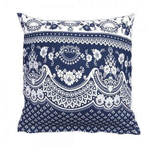 Bavlněný povlak CANZONE modré bordura 40x40