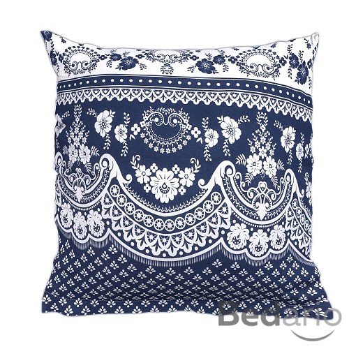 Bavlněný povlak CANZONE modré bordura 40x40