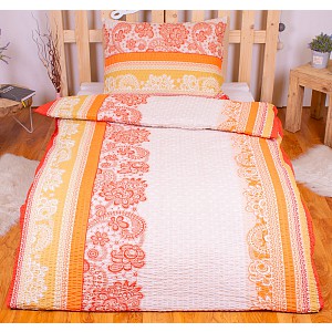 Krepové povlečení PREMIUM 140x200+70x90 Barevné pruhy s ornamenty