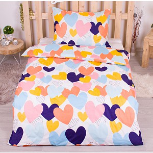 Microtop povlečení 140x200+70x90 Barevná srdíčka