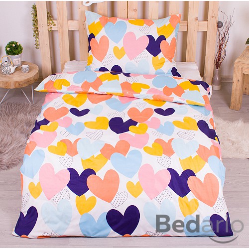 Microtop povlečení 140x200+70x90 Barevná srdíčka