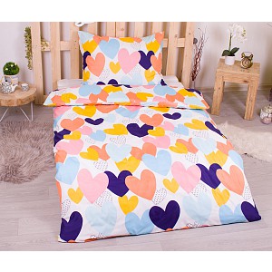 Microtop povlečení 140x200+70x90 Barevná srdíčka