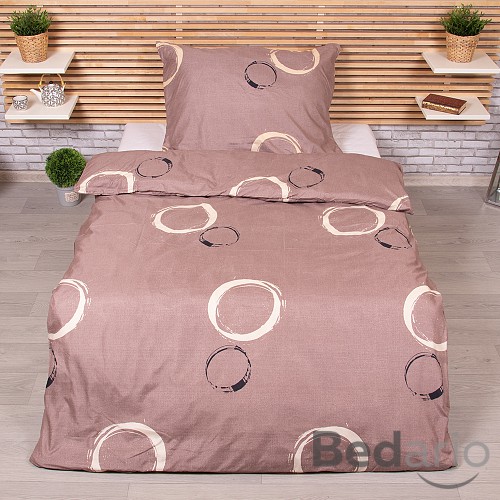 Microtop povlečení 140x200+70x90 Krémové kruhy