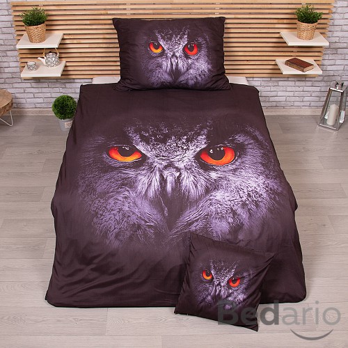 3D povlečení 140x200+70x90+40x40 Výr