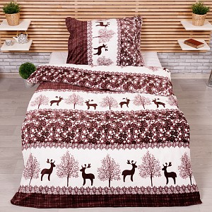 Mikroplyšové povlečení Premium 140x200+70x90 Sobíci hnědí