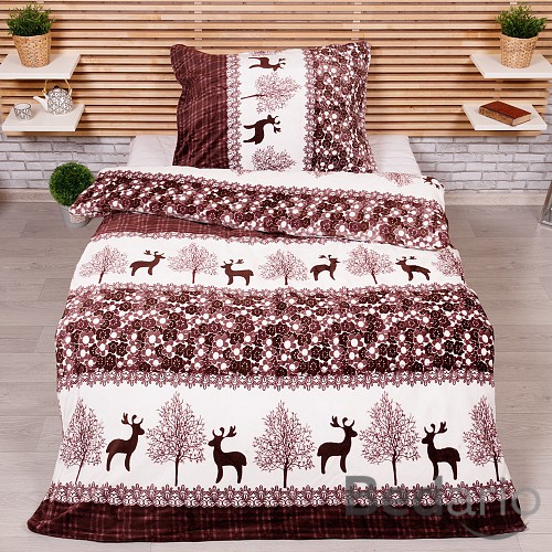 Mikroplyšové povlečení Premium 140x200+70x90 Sobíci hnědí