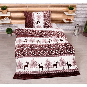 Mikroplyšové povlečení Premium 140x200+70x90 Sobíci hnědí