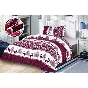 Mikroplyšové povlečení Premium 140x200+70x90 Sobíci červení