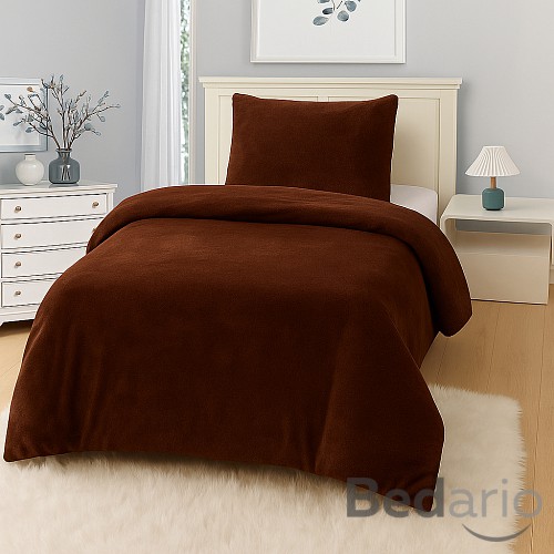 Jednobarevné mikroplyšové povlečení Premium 140x200+70x90 Tmavě hnědá