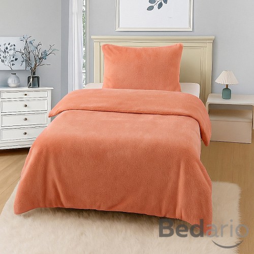Jednobarevné mikroplyšové povlečení Premium 140x200+70x90 Lososové