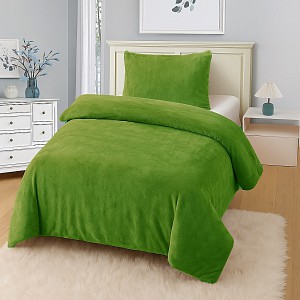 Jednobarevné mikroplyšové povlečení Premium 140x200+70x90 Zelená