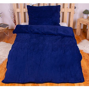 Mikroplyšové povlečení Premium 140x200+70x90 Tmavě modrá
