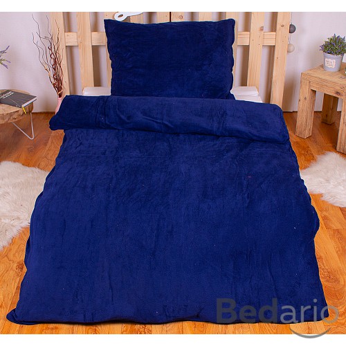 Mikroplyšové povlečení Premium 140x200+70x90 Tmavě modrá