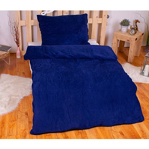 Mikroplyšové povlečení Premium 140x200+70x90 Tmavě modrá