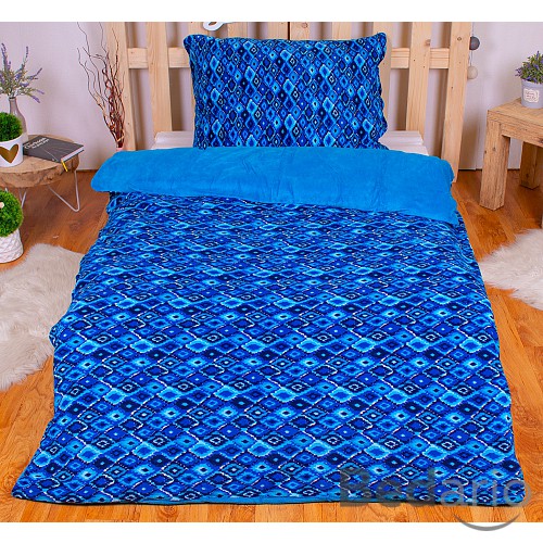 Mikroplyšové povlečení Premium 140x200+70x90 Blue rastr