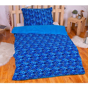 Mikroplyšové povlečení Premium 140x200+70x90 Blue rastr