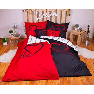 Sedmidílná sada povlečení LOVERS 140x200+70x90 Red Black