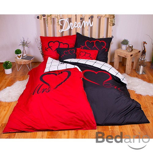 Sedmidílná sada povlečení LOVERS 140x200+70x90 Red Black