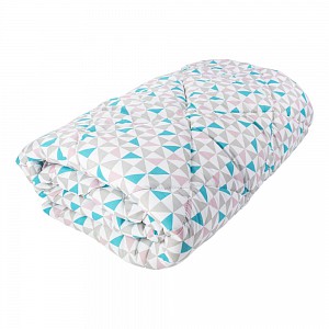 Prošívaná přikrývka ECONOMY Triangles Tyrkys 135x200
