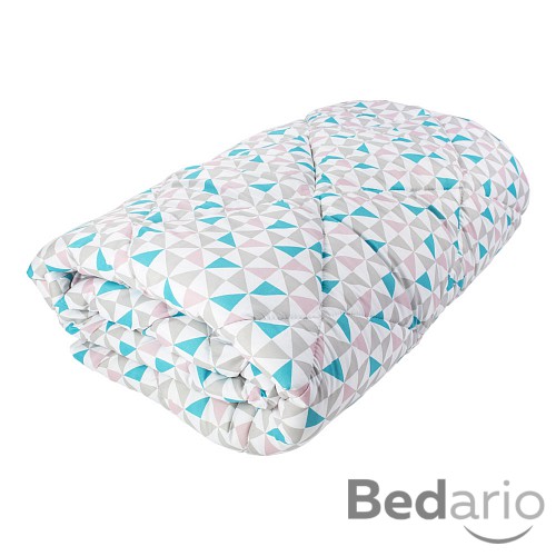 Prošívaná přikrývka ECONOMY Triangles Tyrkys 135x200
