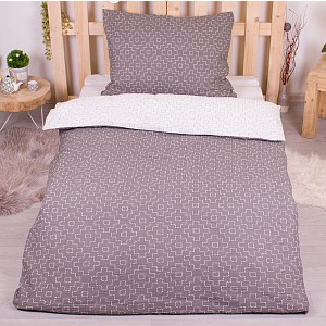 Krepové povlečení ECONOMY 140x200+70x90 Victor Grey White