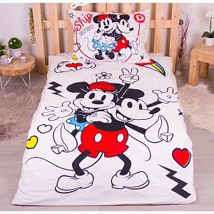 Povlečení z mikrovlákna 140x200+70x90 Mickey & Minnie RETRO