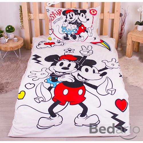 Povlečení z mikrovlákna 140x200+70x90 Mickey & Minnie RETRO