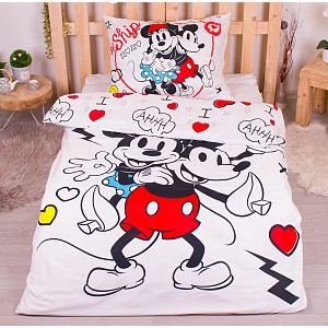 Povlečení z mikrovlákna 140x200+70x90 Mickey & Minnie RETRO