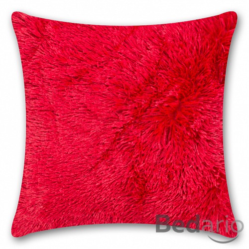 Luxusní povlak na polštářek s dlouhým vlasem 40x40 - Červená