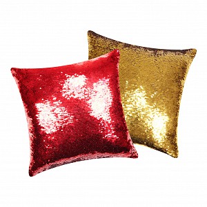 Povlak na polštářek s flitry 40x40 Červená/zlatá
